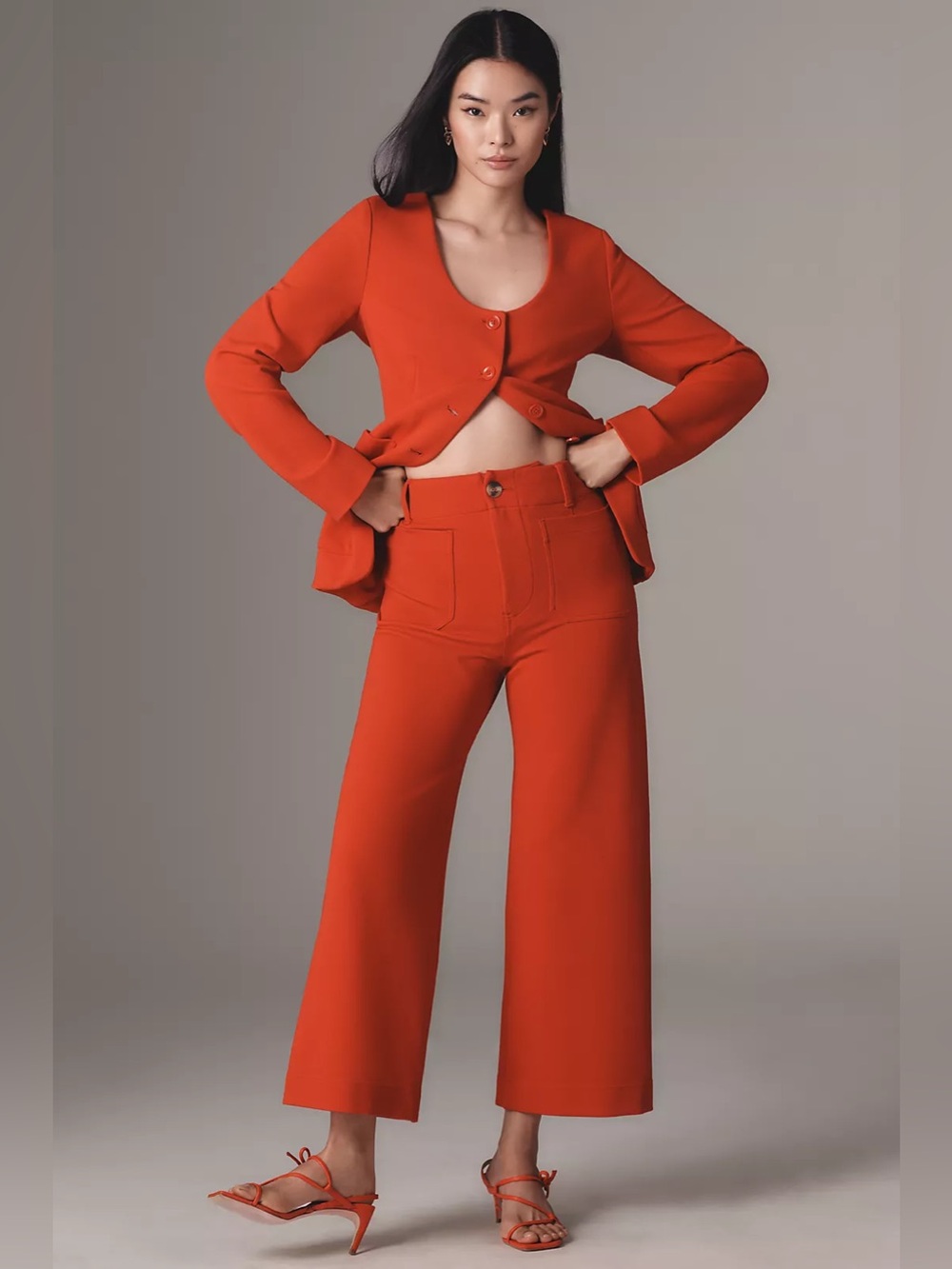Maeve Colette Knit High-Rise Wide-Leg Cropped Pants 28